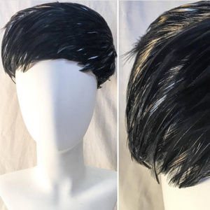 Vintage Black Feather Pillbox Hat